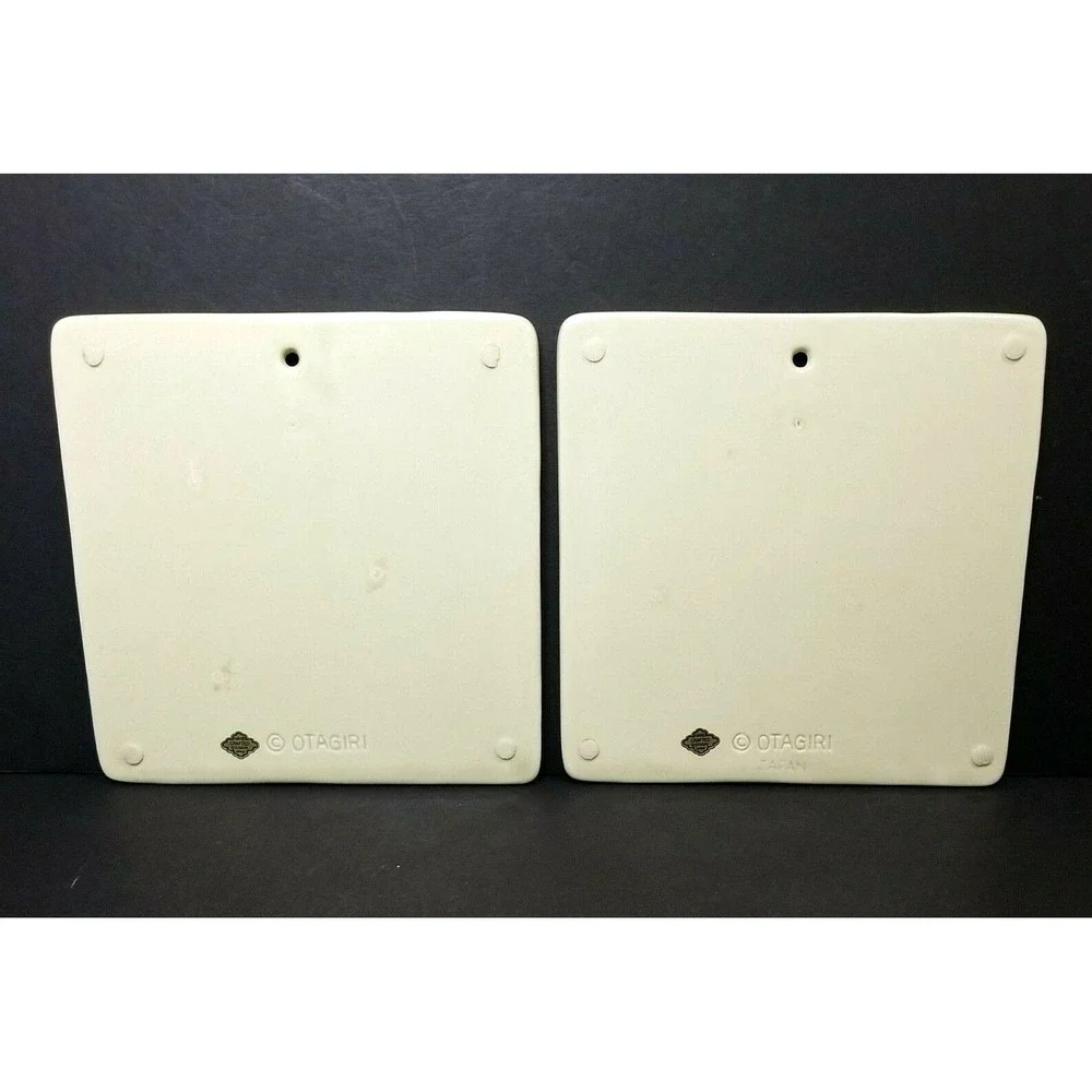 (2) Otagiri Farmhouse Lady w/ Rolling Pin Trivet Wall Art Plaque Ceramic Vintage